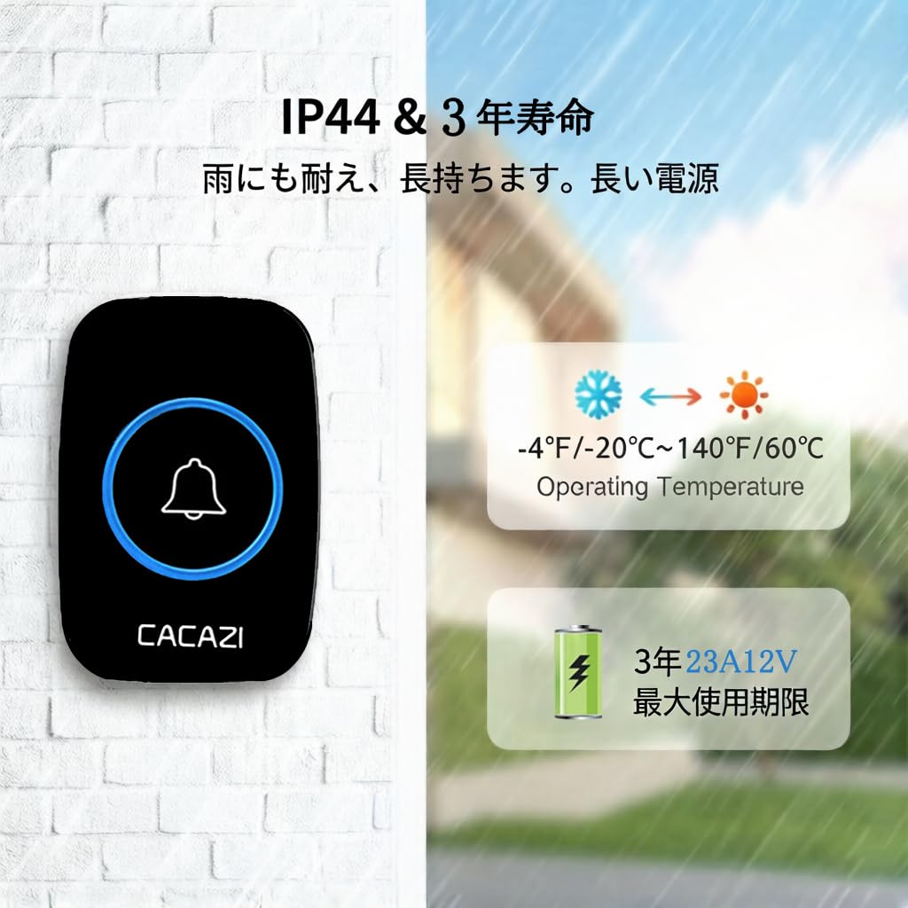 Amazon.co.jp: ワイヤレスドアチャイム インターホン 電池式受信機